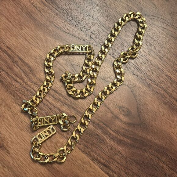 Jones New York Logo Gold Chain Belt